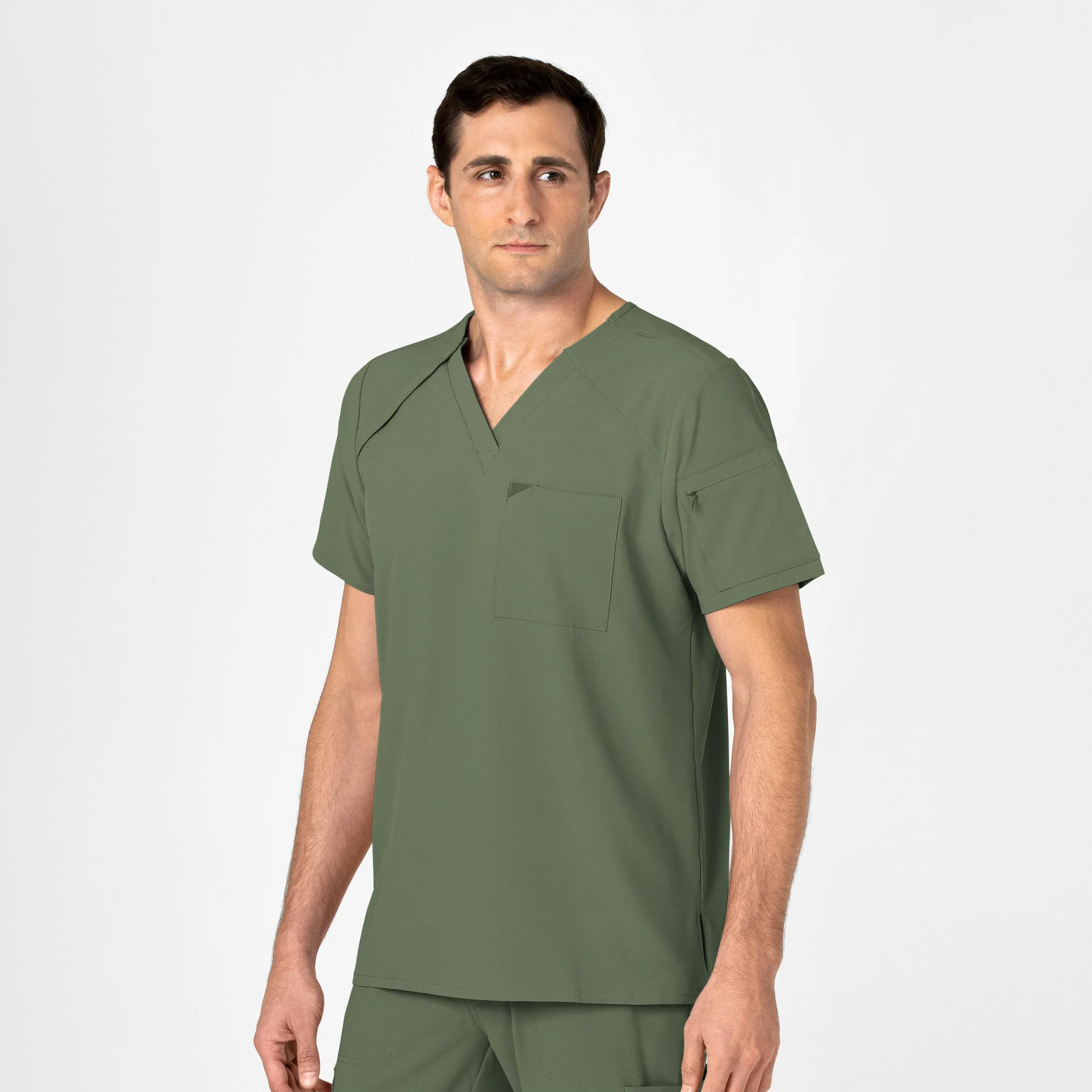 RENEW Men's EZ Zip Scrub Top - Olive