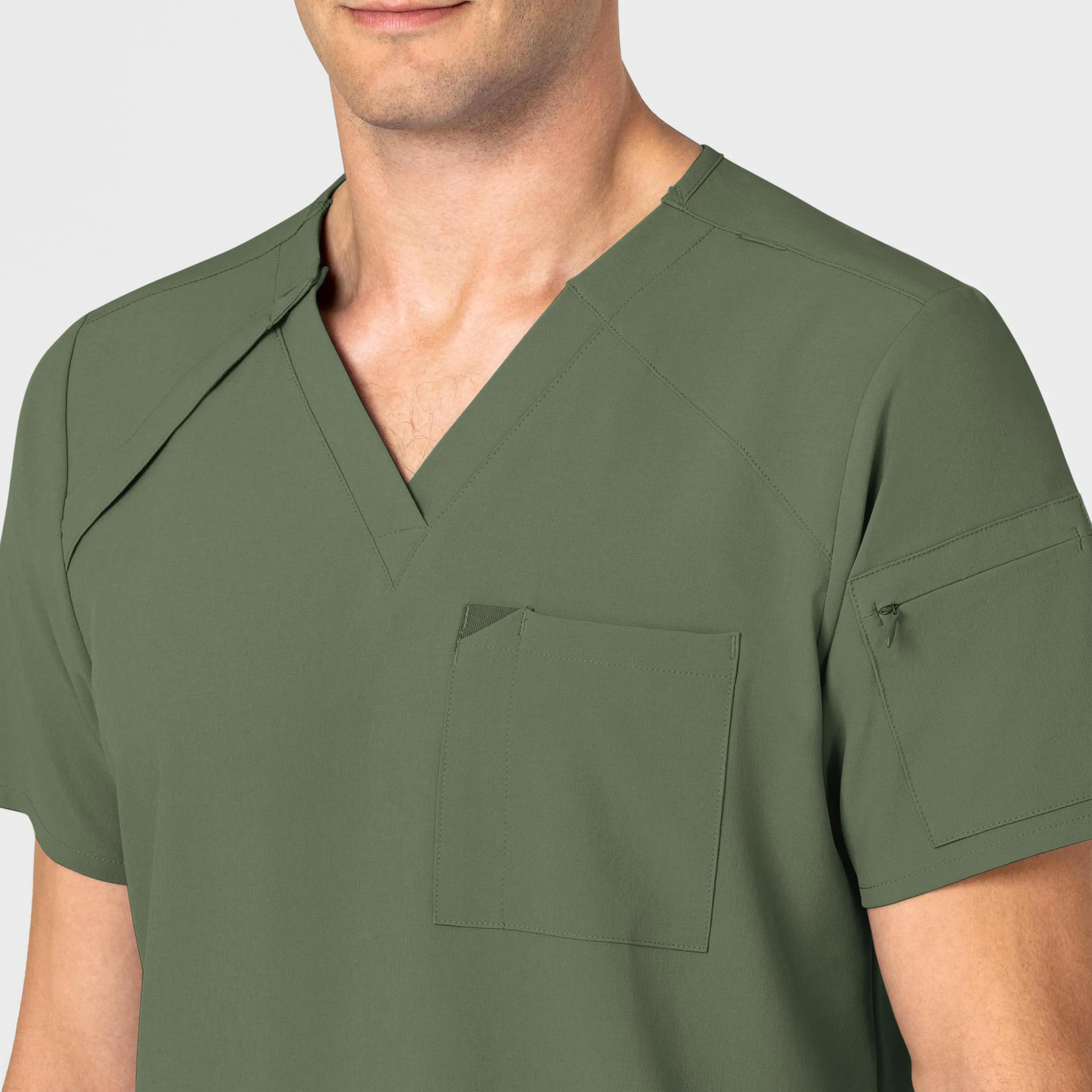 RENEW Men's EZ Zip Scrub Top - Olive