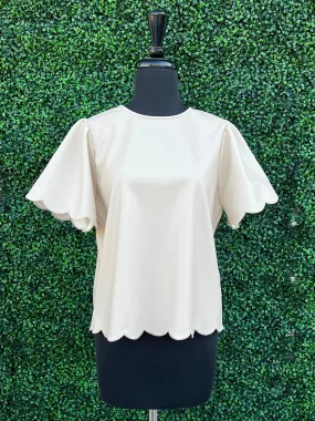 Scalloped Pleather Top