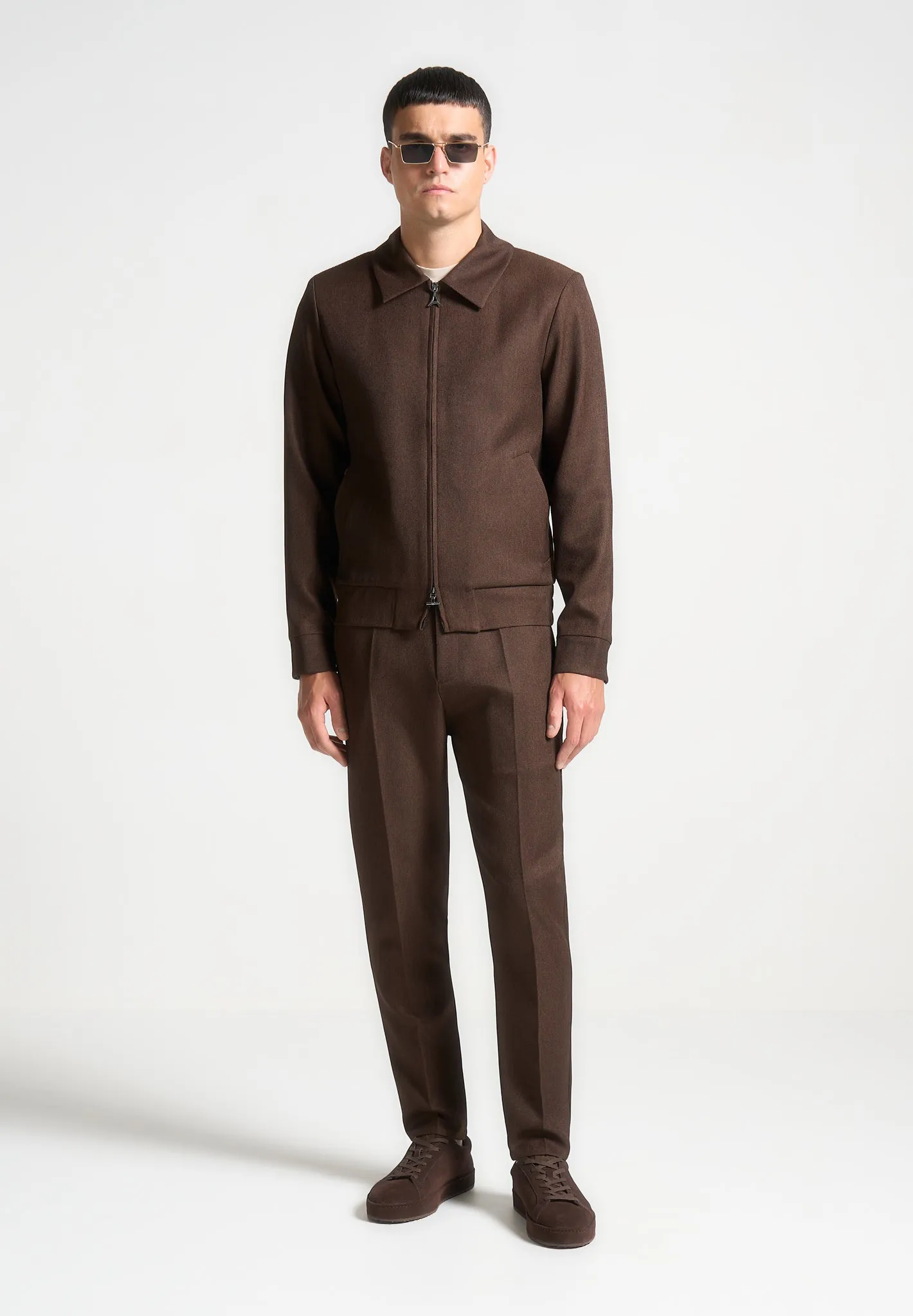 Slim Fit Tailored Trousers - Brown