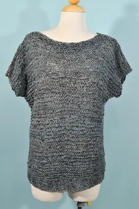 SOLD Vintage Woven Leather Pullover Top, Cable Knit Leather Top S/M