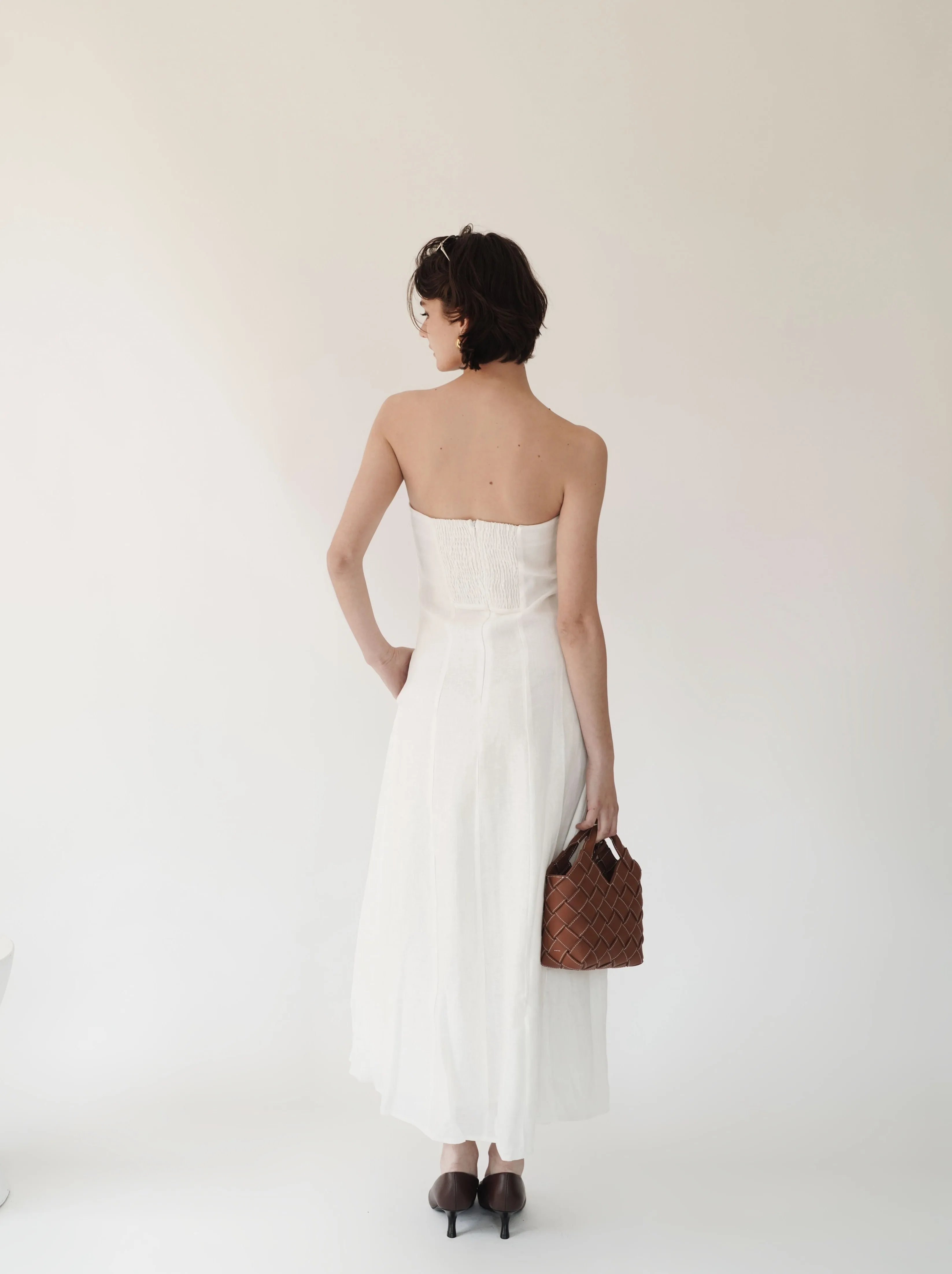 Strapless Linen Maxi Dress