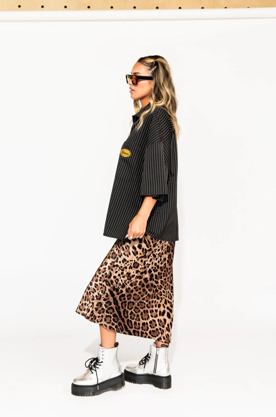 Supernova Bias Satin Skirt in Leopard *RESTOCKED*