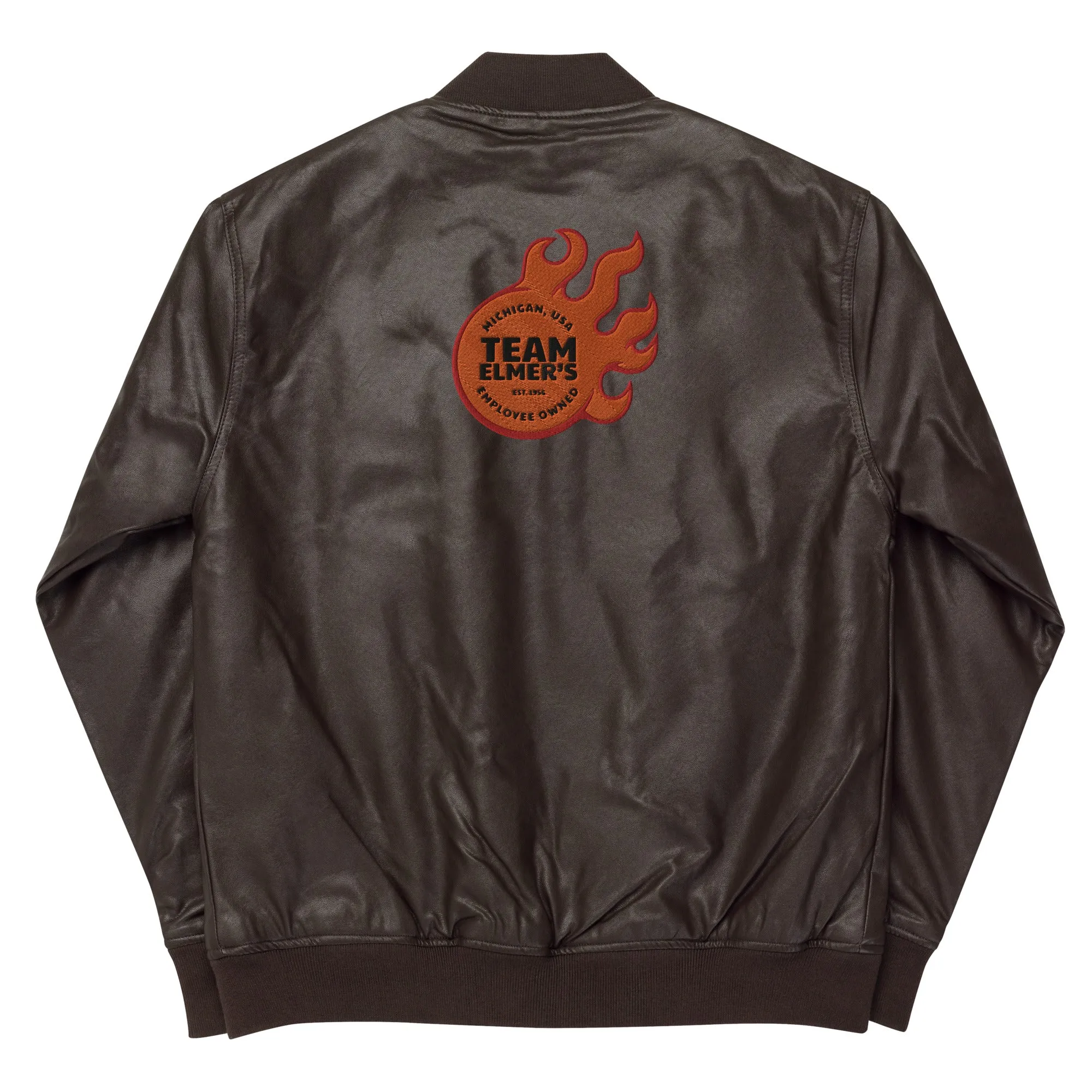 Team Elmer's Unisex Fireball Leather Bomber Jacket