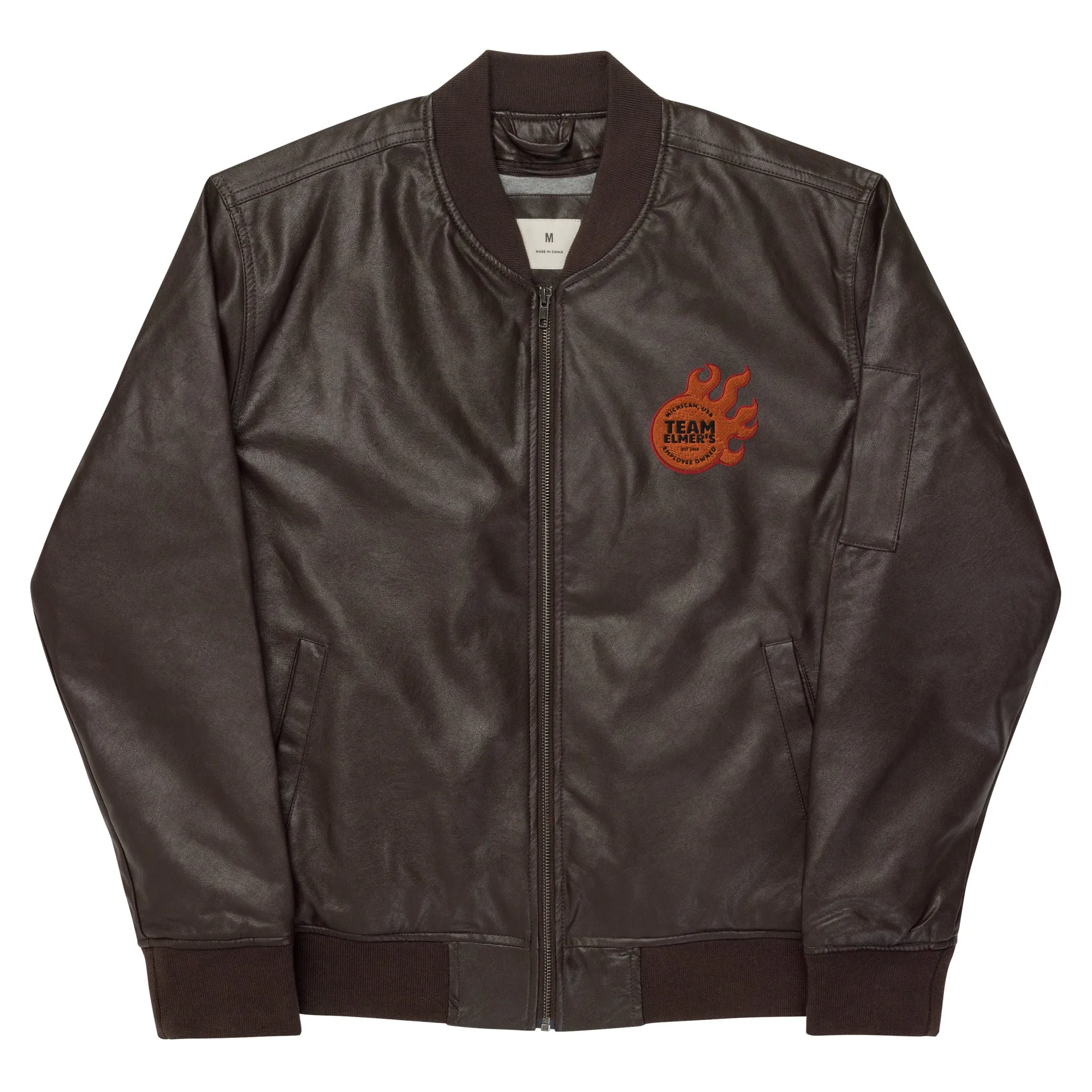 Team Elmer's Unisex Fireball Leather Bomber Jacket