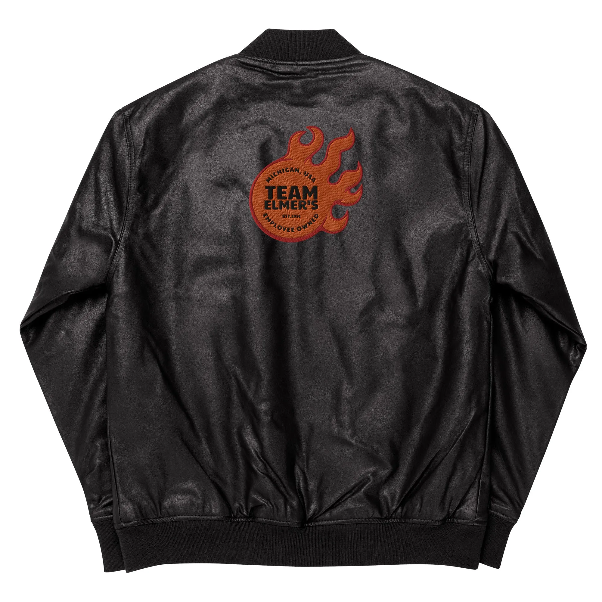 Team Elmer's Unisex Fireball Leather Bomber Jacket