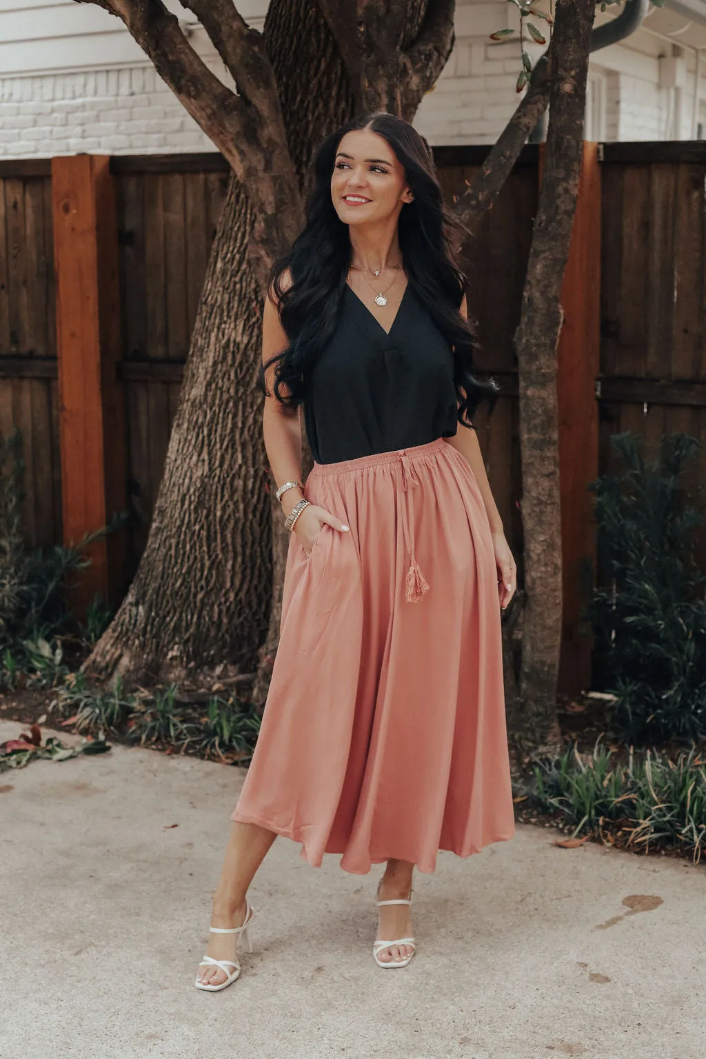 Terra Cotta Pleated Maxi Skirt