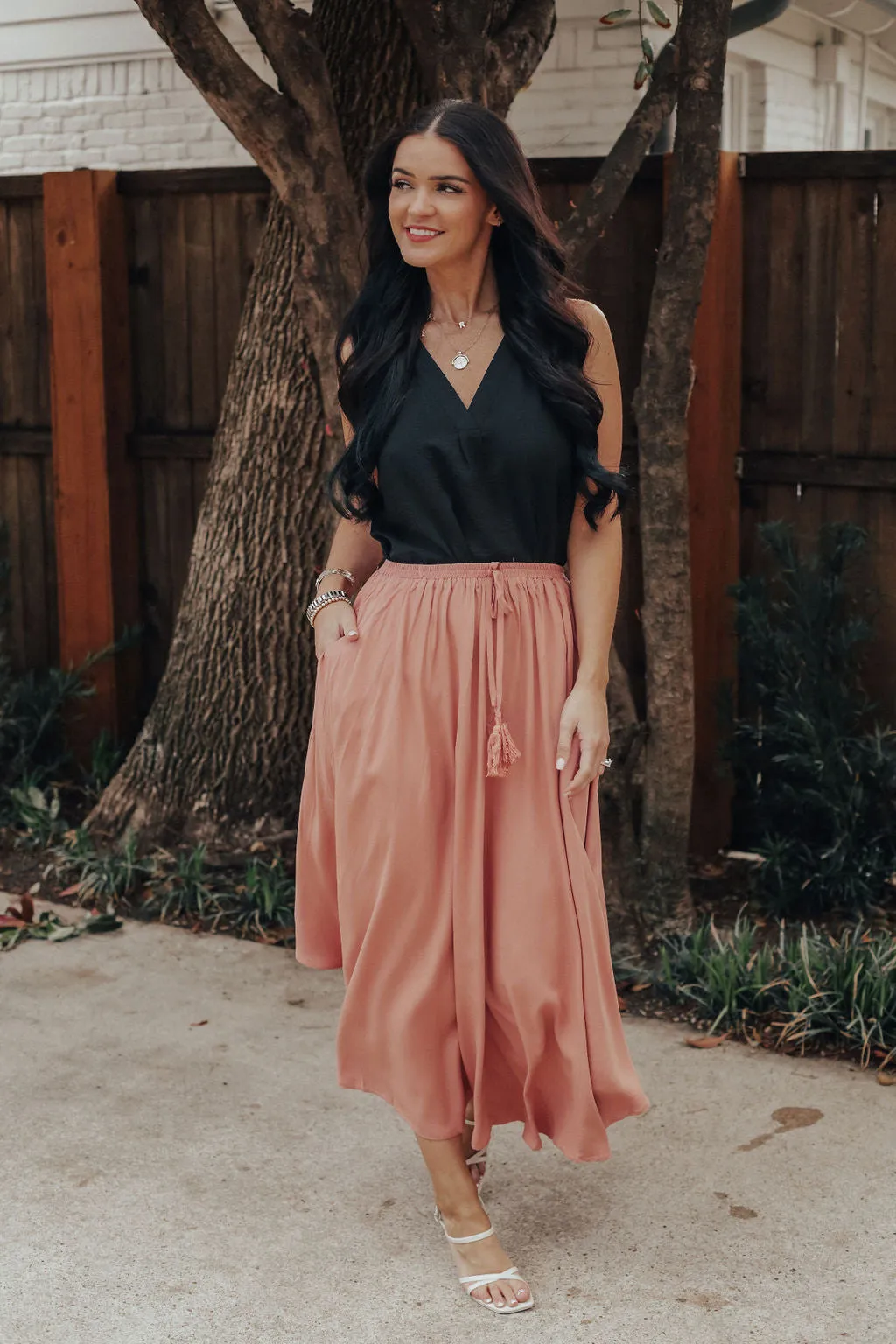 Terra Cotta Pleated Maxi Skirt