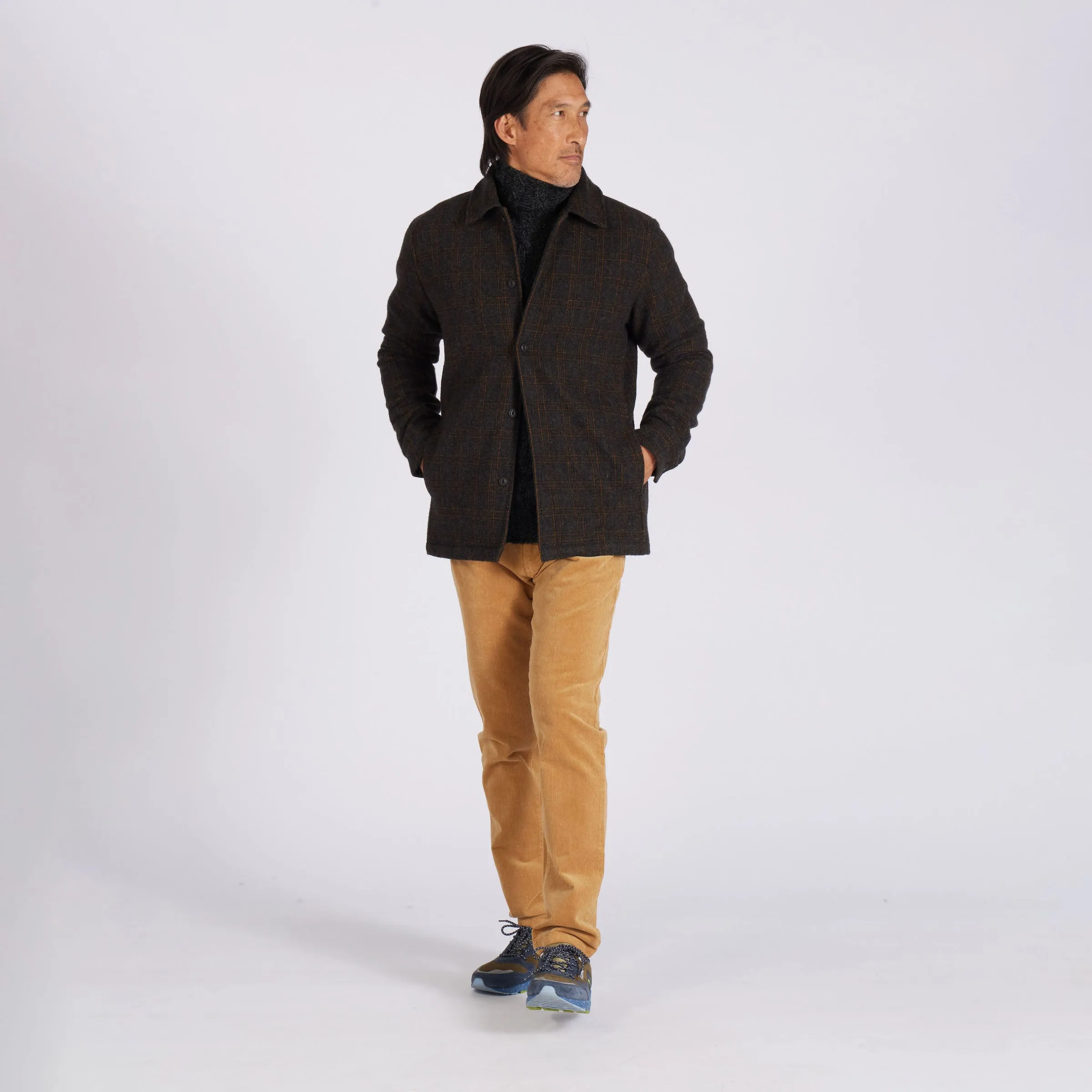 Watson Wool Car Coat - Heather Charcoal Brown