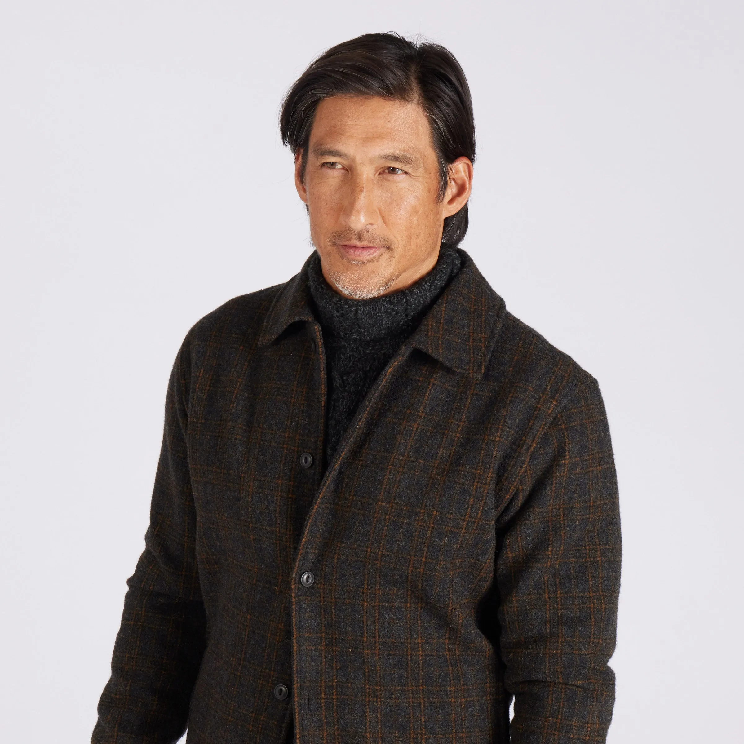 Watson Wool Car Coat - Heather Charcoal Brown