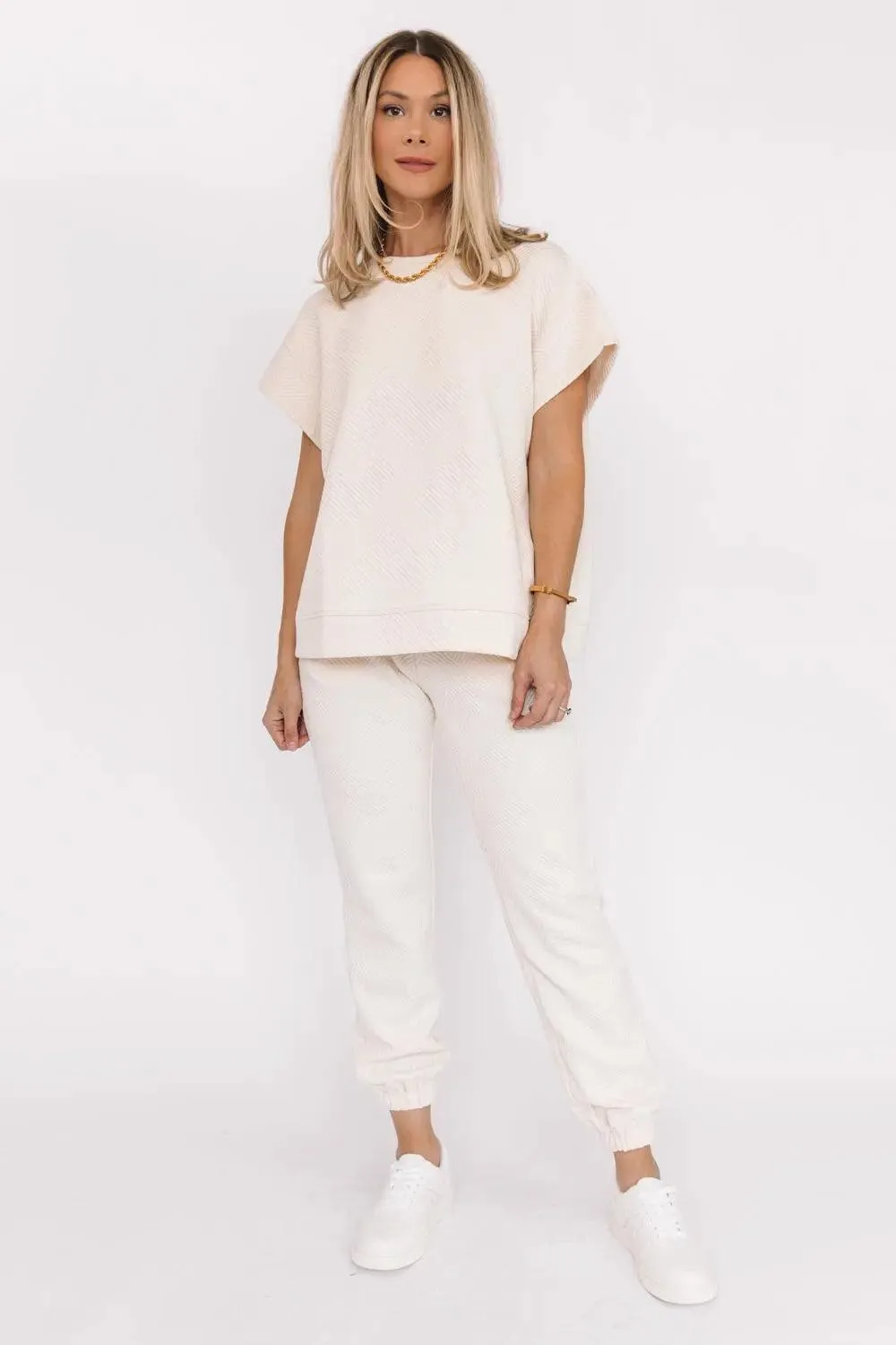 Weekend Vibe Cream Textured Sweater Top - Final Sale