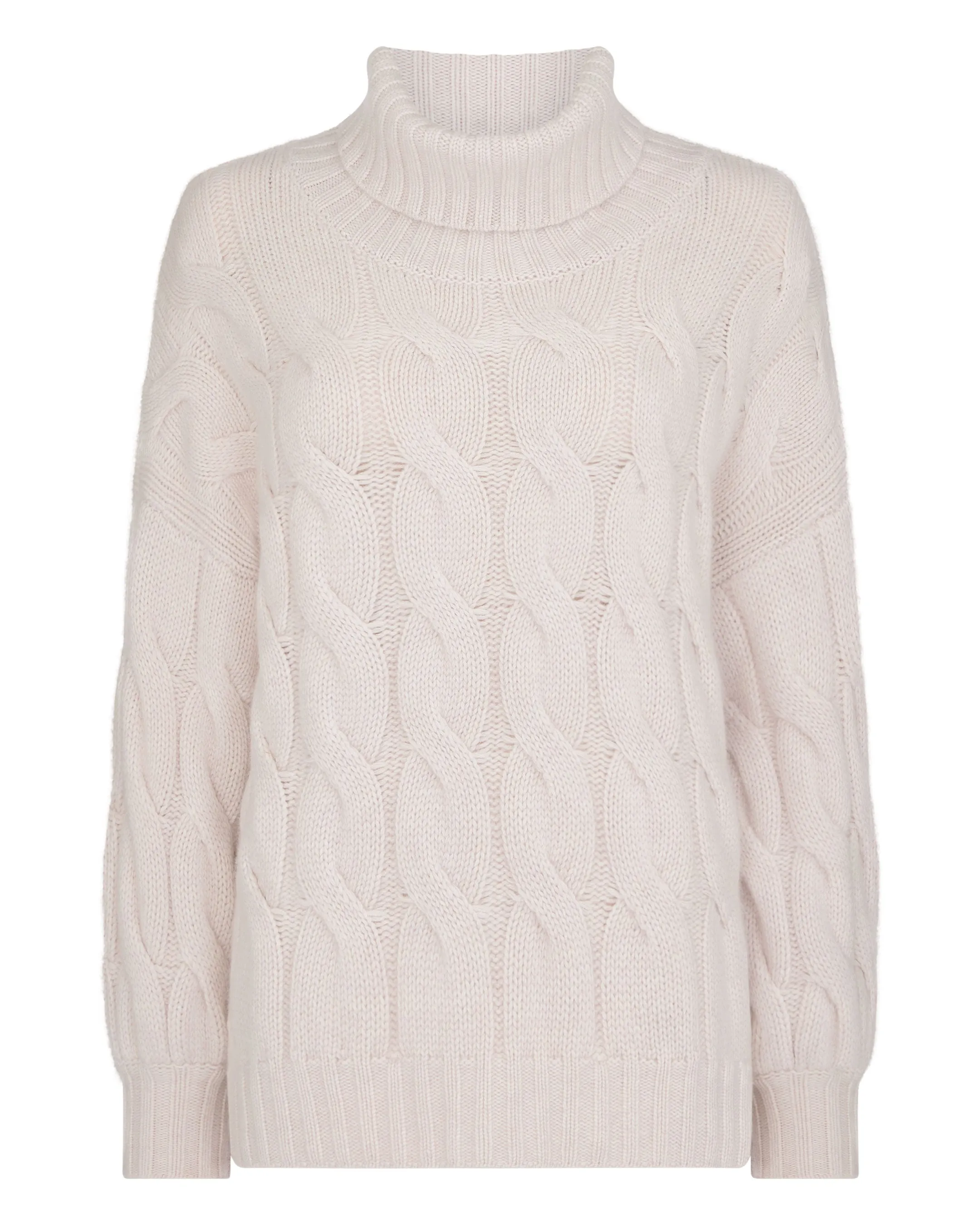 Women's Hana Chunky Cable Roll Neck Cashmere Jumper Frost White