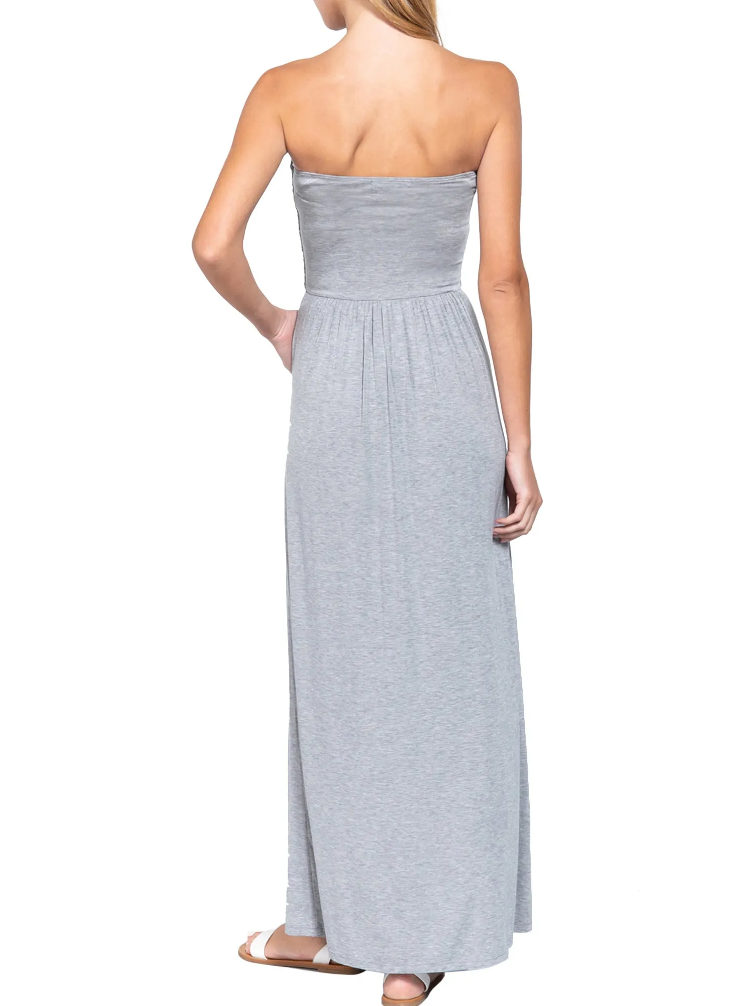 Women's Popular Strapless Tube Long Maxi Dress with Pocket (FWD1042)