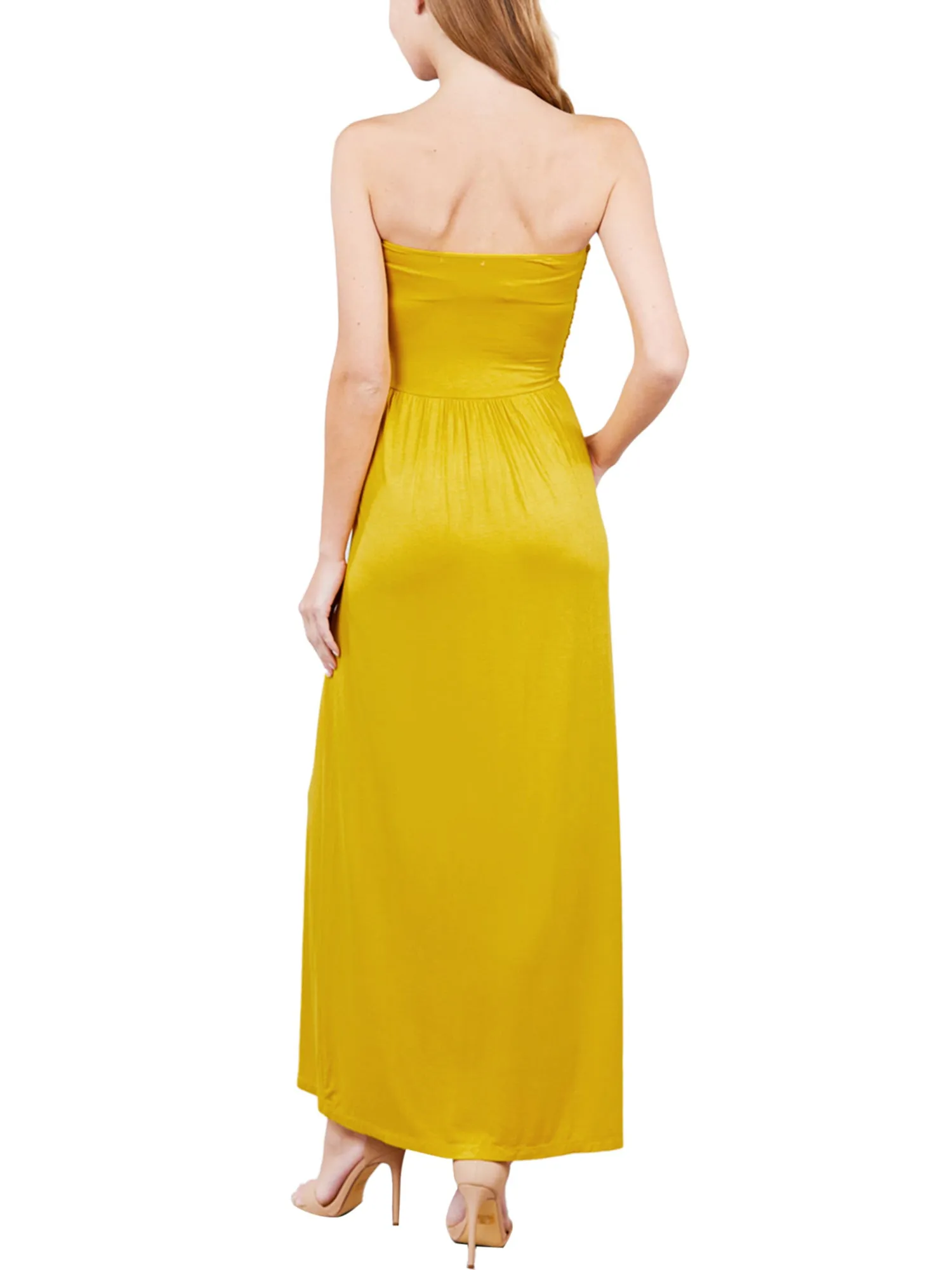 Women's Popular Strapless Tube Long Maxi Dress with Pocket (FWD1042)