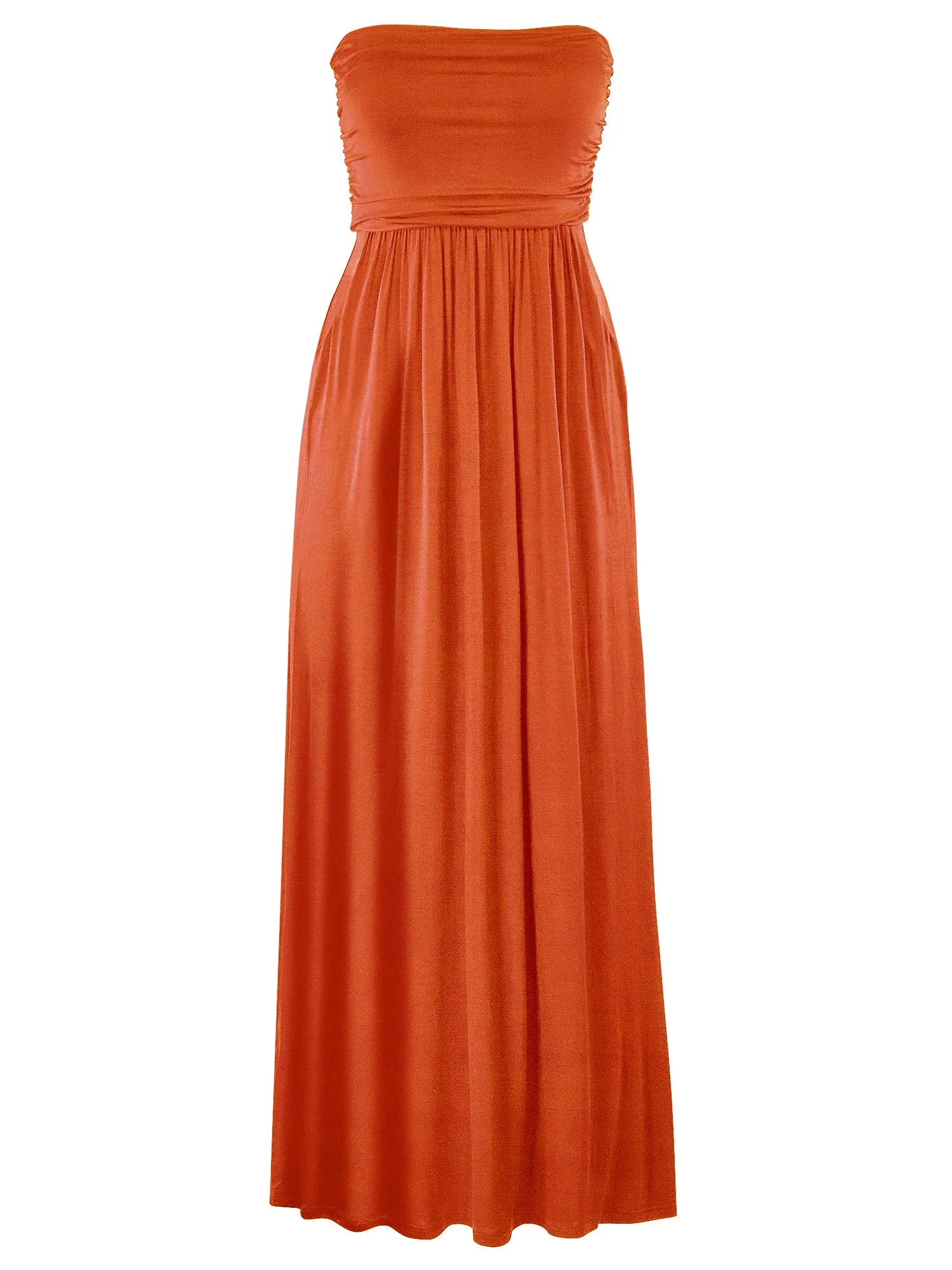 Women's Popular Strapless Tube Long Maxi Dress with Pocket (FWD1042)