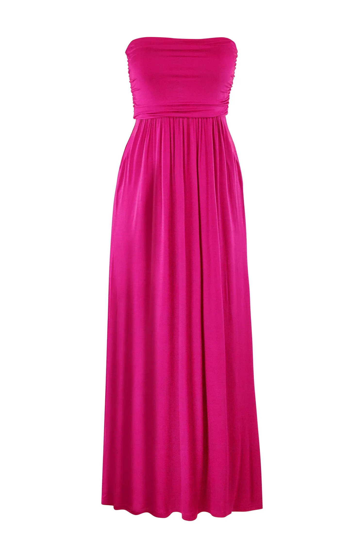 Women's Popular Strapless Tube Long Maxi Dress with Pocket (FWD1042)