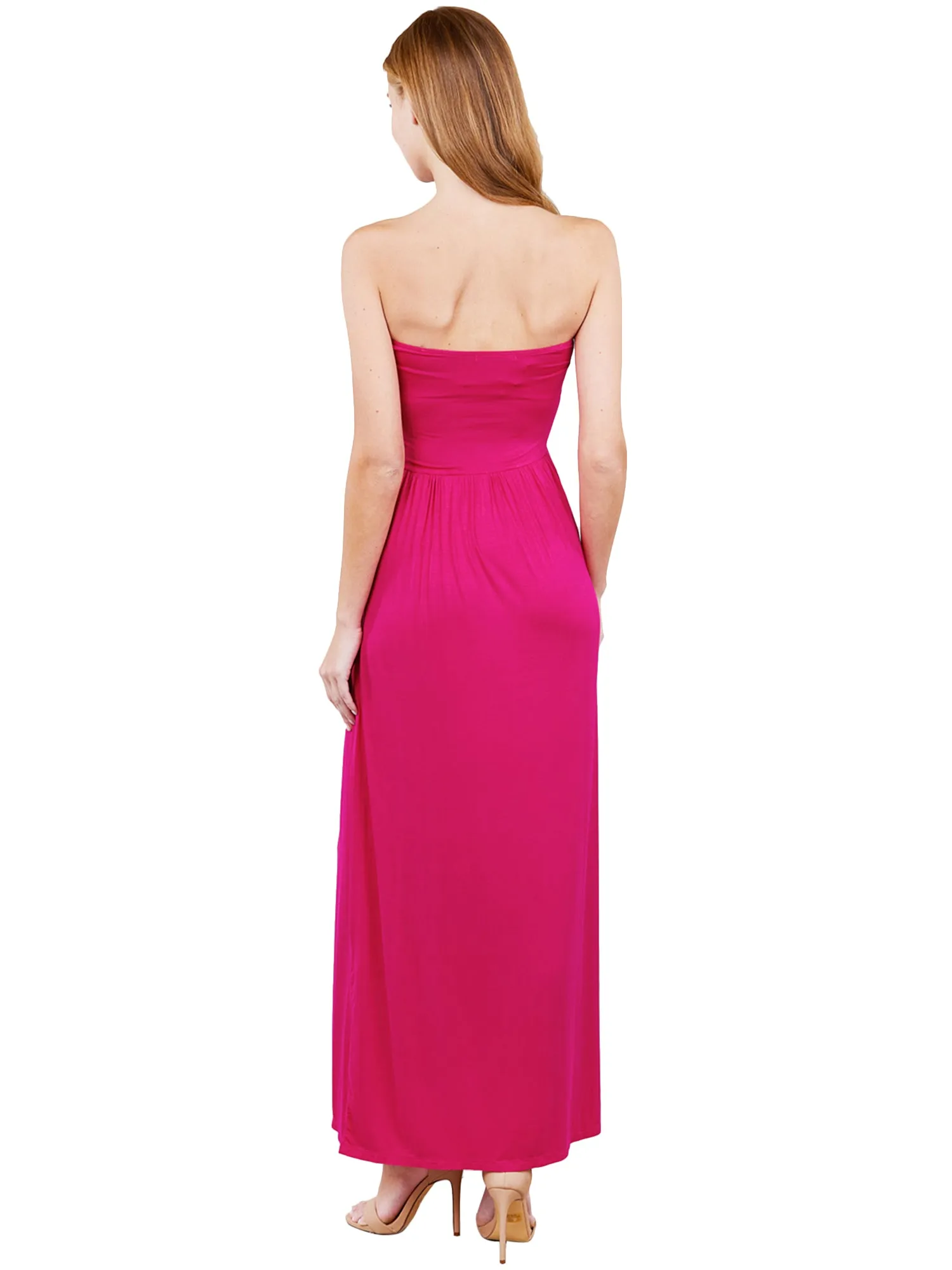 Women's Popular Strapless Tube Long Maxi Dress with Pocket (FWD1042)