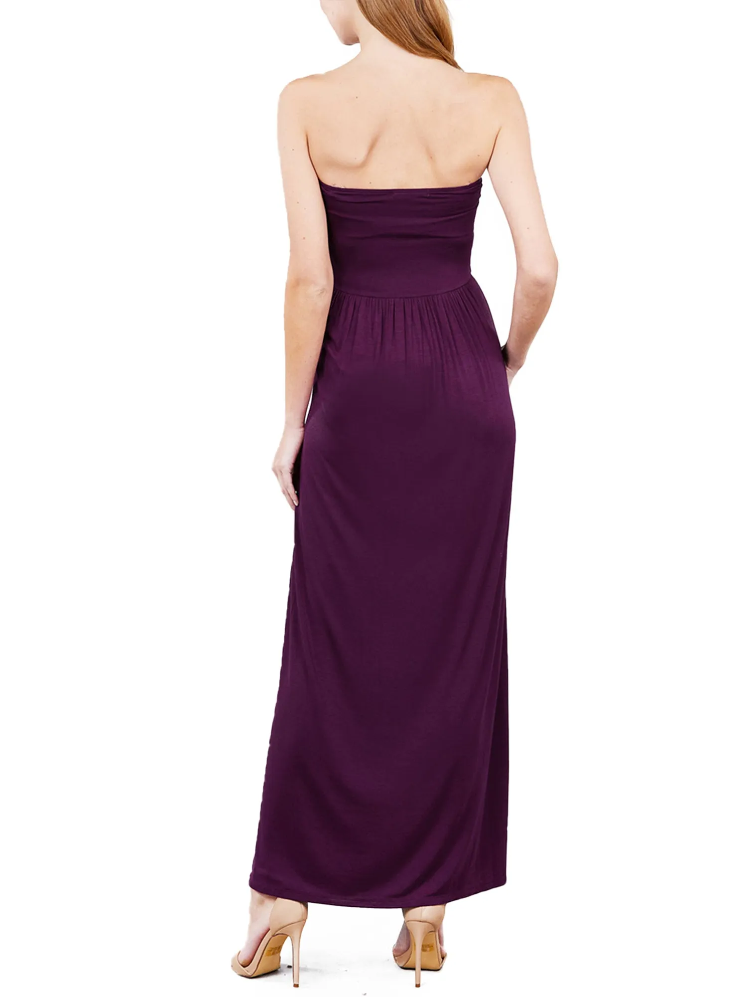 Women's Popular Strapless Tube Long Maxi Dress with Pocket (FWD1042)