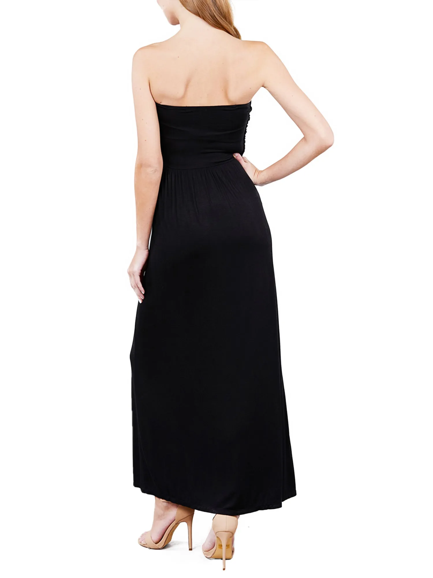 Women's Popular Strapless Tube Long Maxi Dress with Pocket (FWD1042)