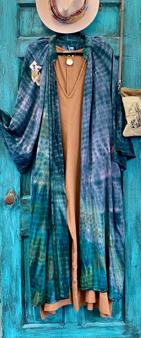 Woodstock Duster/Dress/Kimono Purple blue green